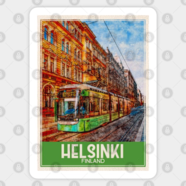 Helsinki Finland Travel Art Sticker by faagrafica